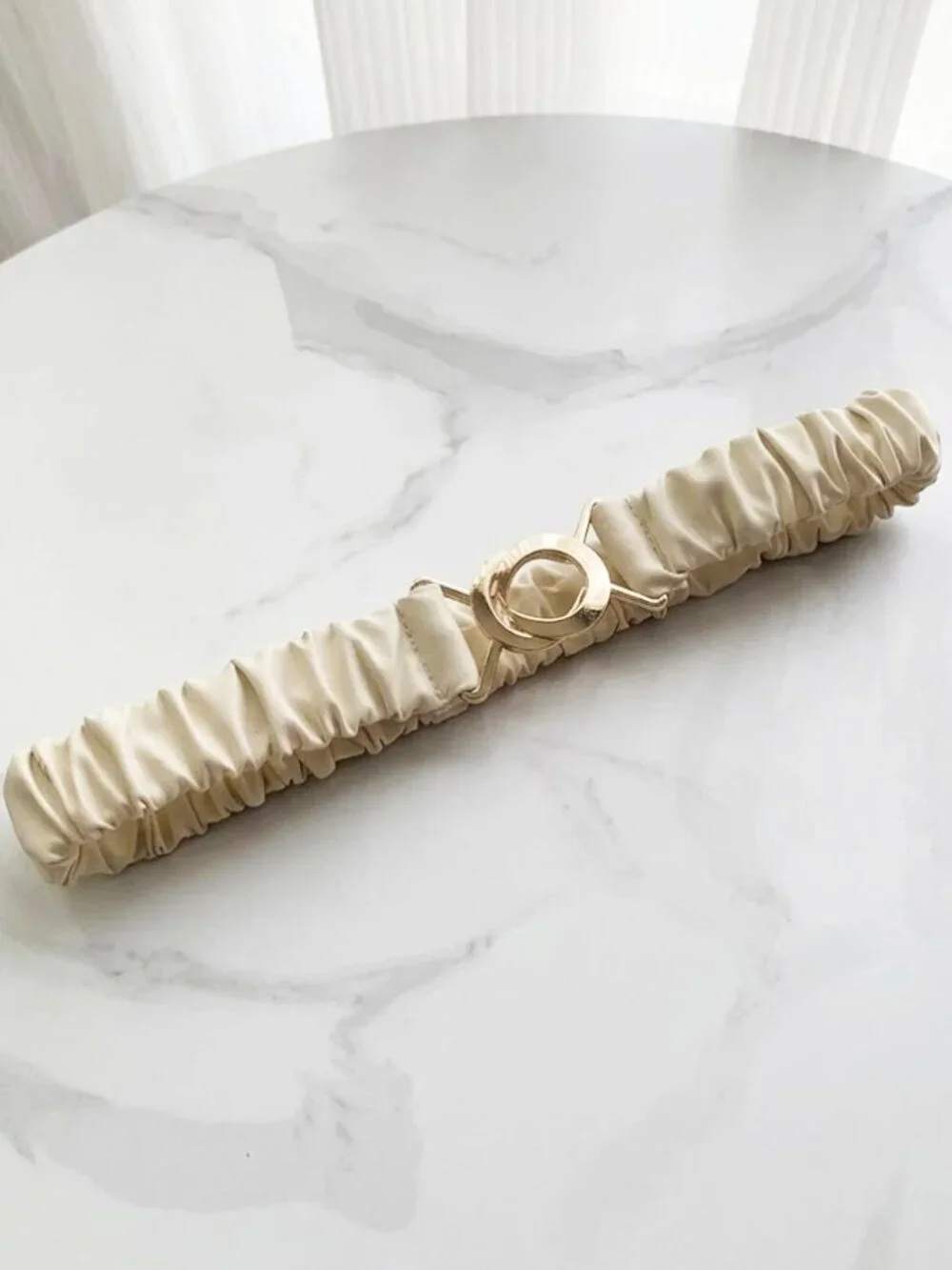 Ladies Ivory Ladies Scrunchy Belt